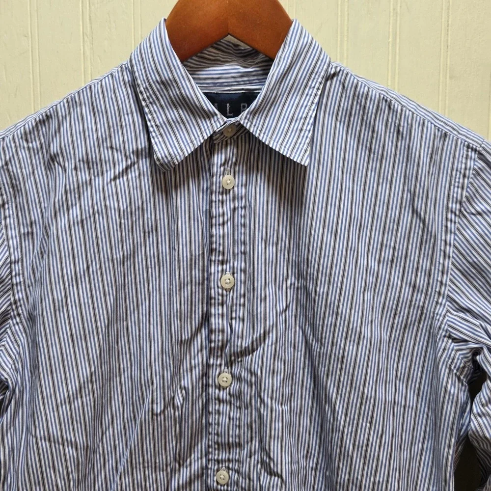 Ralph Lauren Shirt Boys 4 Blue Stripe Button Down Long Sleeve Slim Fit Cotton